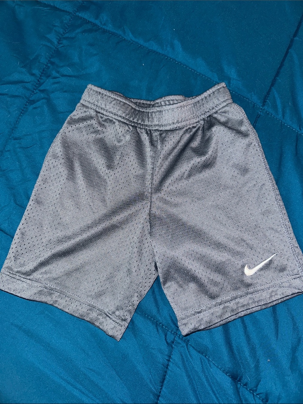 Nike Gray Kids Mesh Shorts with White Swoosh